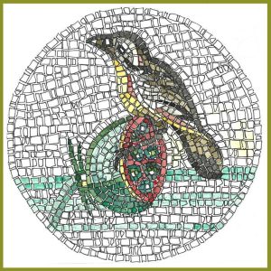 Kit mosaico Uccellino di Pompei 2  (marmo - tecnica diretta)