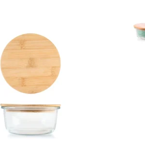 CONTENITORE IN VETRO CON COPERCHIO IN BAMBU DIAMETRO 13,5CM - CAPIENZA 390ML