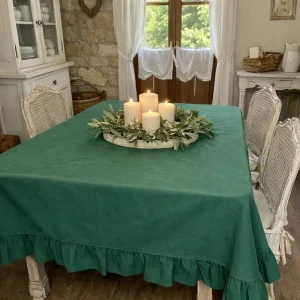 Tovaglia Rettangolare Verde Con Volant