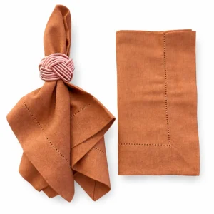 Tovagliolo Marrone Bruciato Con Orlo A Giorno