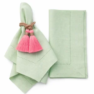 Tovagliolo Verde Acqua Con Orlo A Giorno