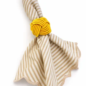 Tovagliolo Righe Beige Orlo Smerlato