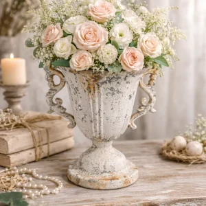 Vaso Metallo Decorato con Maniglie