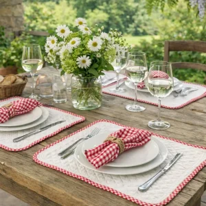 Tovagliette Americane Bastidon  Rettangolare In Boutis Bordo Vichy