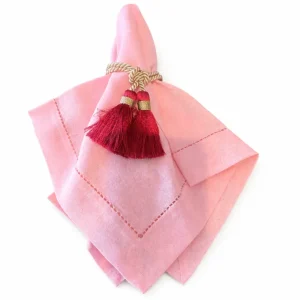 Tovagliolo Rosa Confetto Con Orlo A Giorno