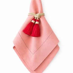 Tovagliolo Rosa Antico Con Orlo A Giorno