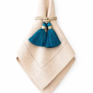 Tovagliolo Beige Rosato Con Orlo A Giorno