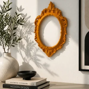 Cornice Ovale Con Punta Lavorata Arancio