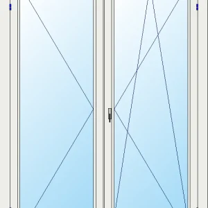 Portafinestra a due ante con anta-ribalta L. 135 x H. 175 cm