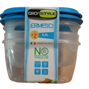CONTENITORE ERMETICO QUADRATO 0,5lt 2PZ